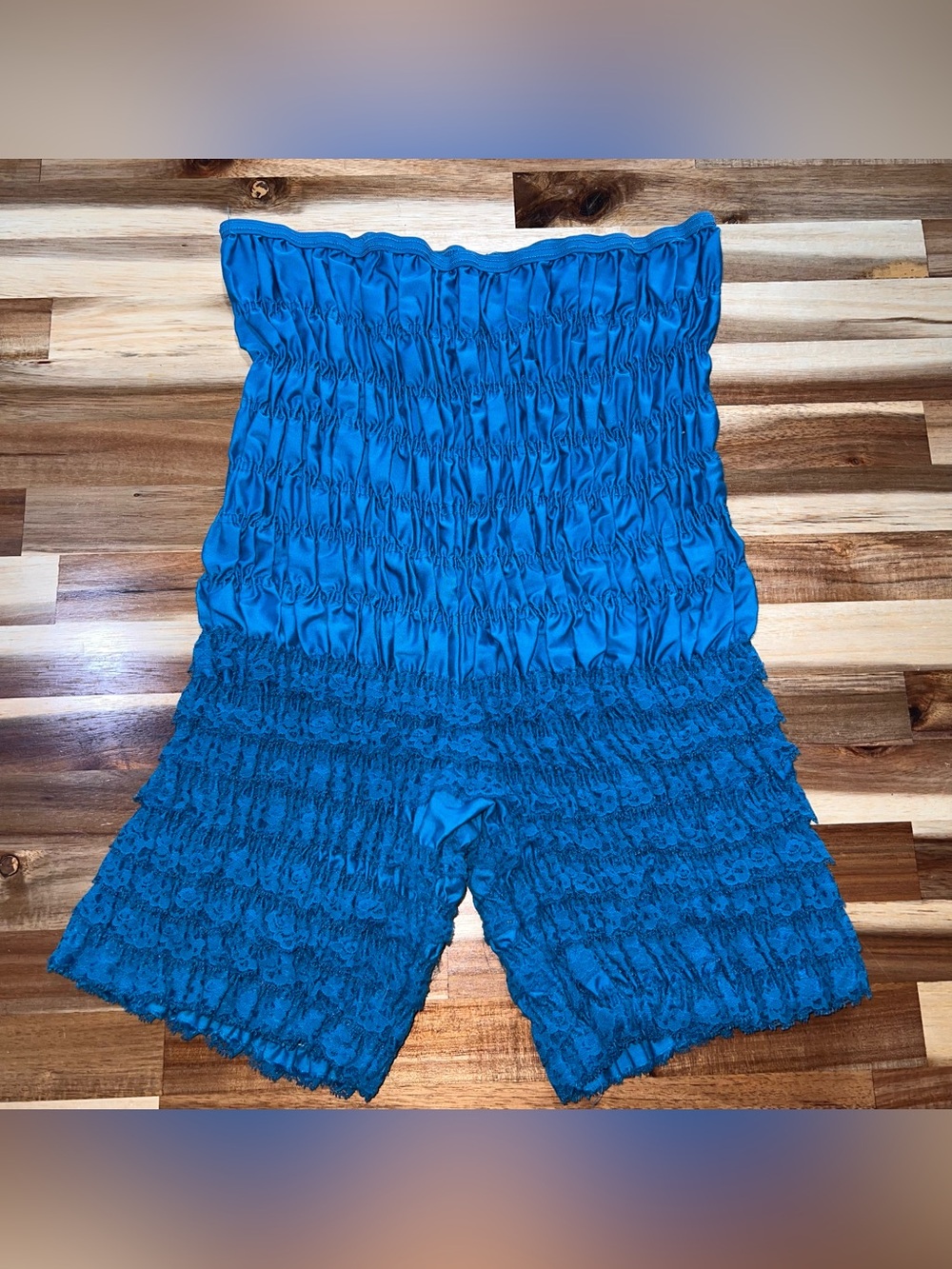 Vintage Malco Modes Sz L Blue Pettipant Lace Ruffle Square Dancing Bloomers